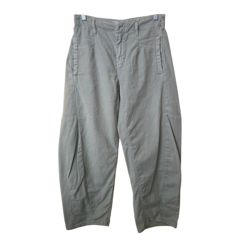 Anthropologie Pilcro The Vintage Bow Barrel Leg Pant 25P Green Balloon Full